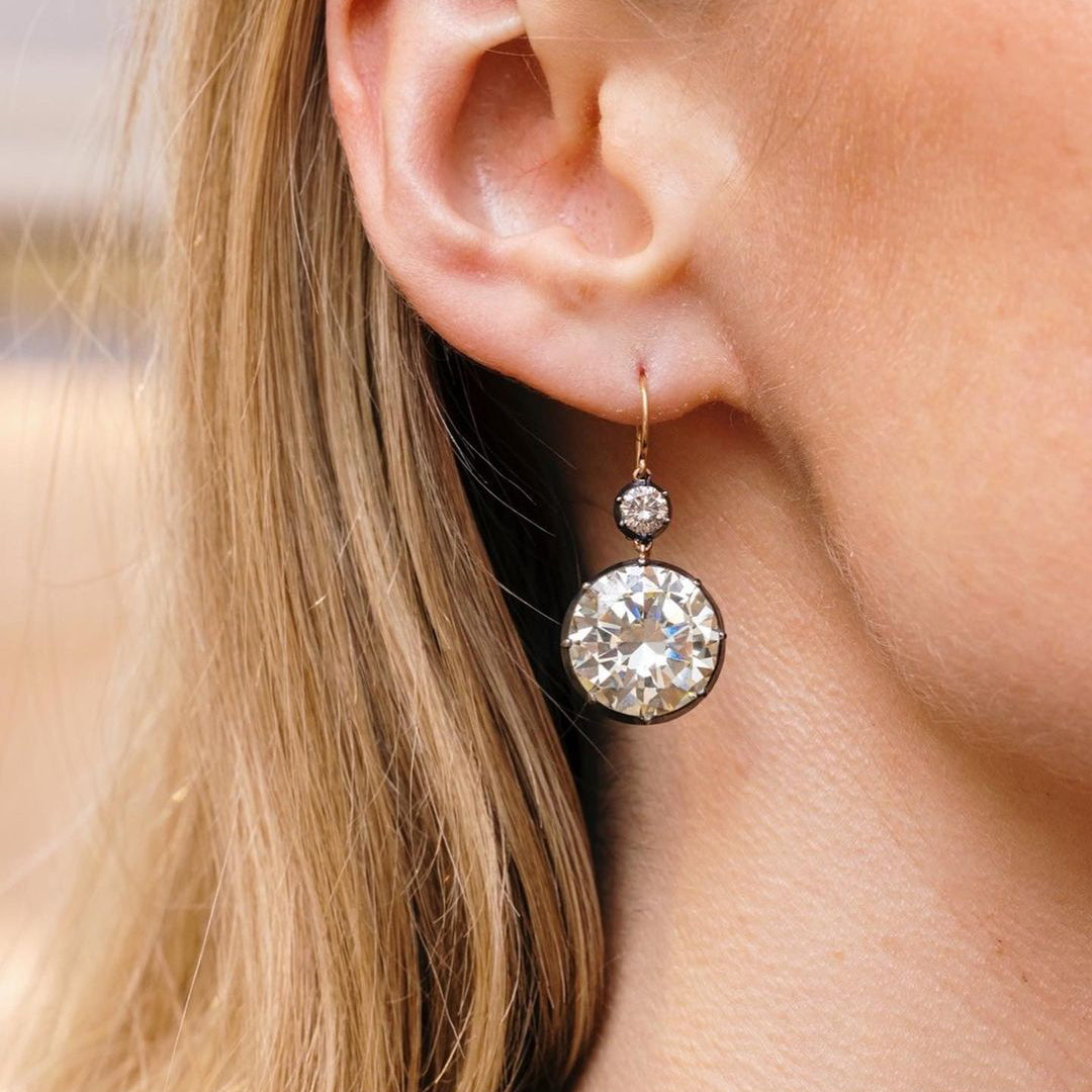 4.5ct White Round Cut Double Diamond Earrings