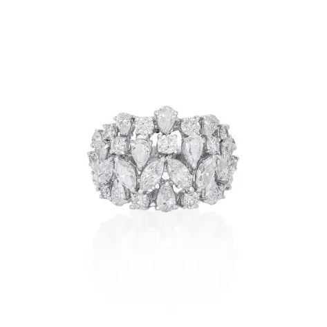 5 ctw Multi-Cut White Gemstone Cocktail Ring -JOSHINY