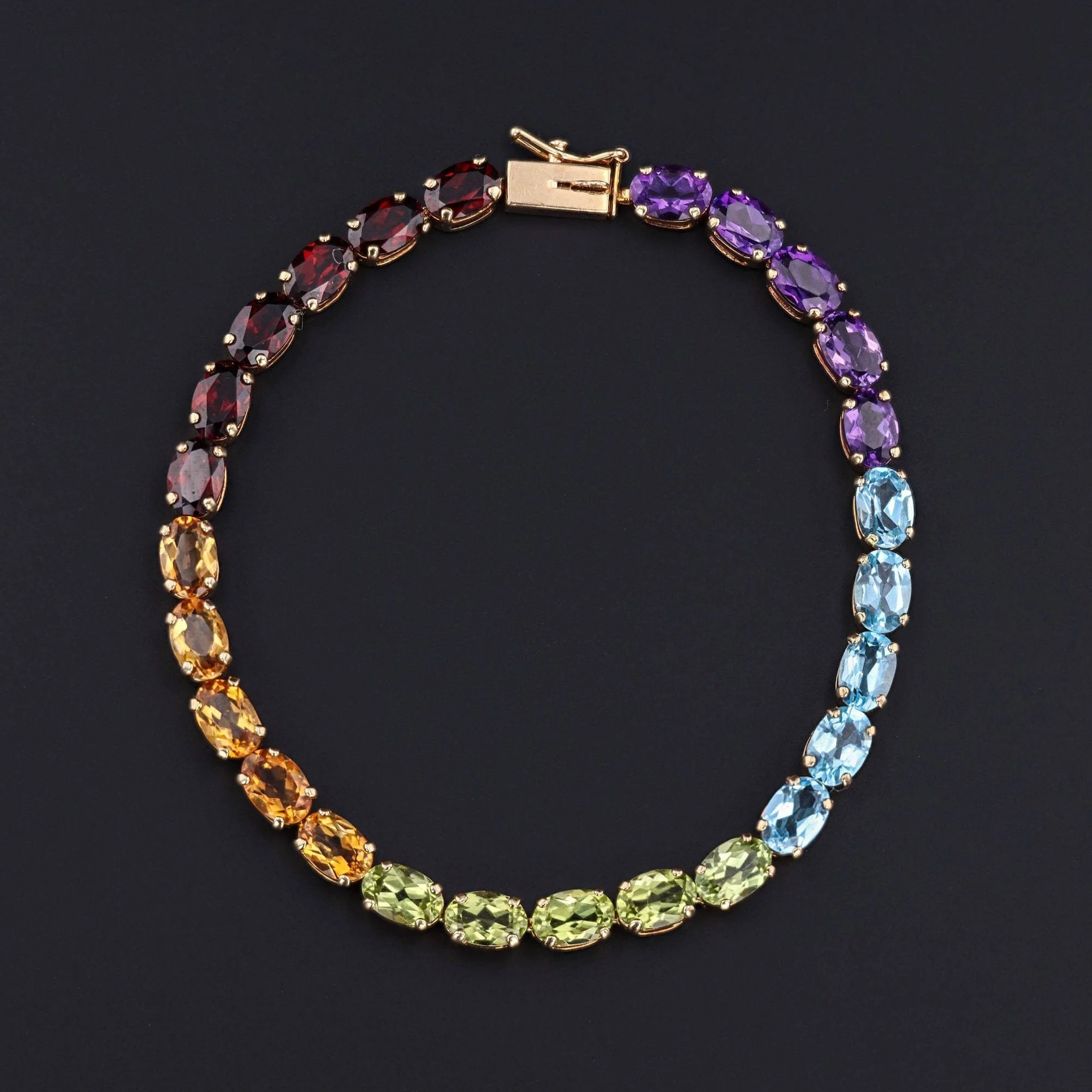 Oval Cut Multicolor Rainbow Tennis Bracelet-JOSHINY