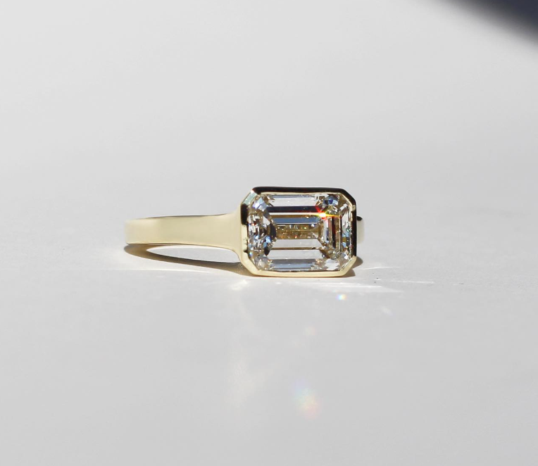 Minimalist Design 2 Carat Emerald Cut White Gemstone Engagement Ring