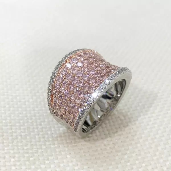 2.9ctw Pink And White Pave Set Ring