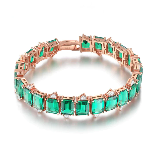 25ctw Personalized Emerald Cut Emerald Bracelet